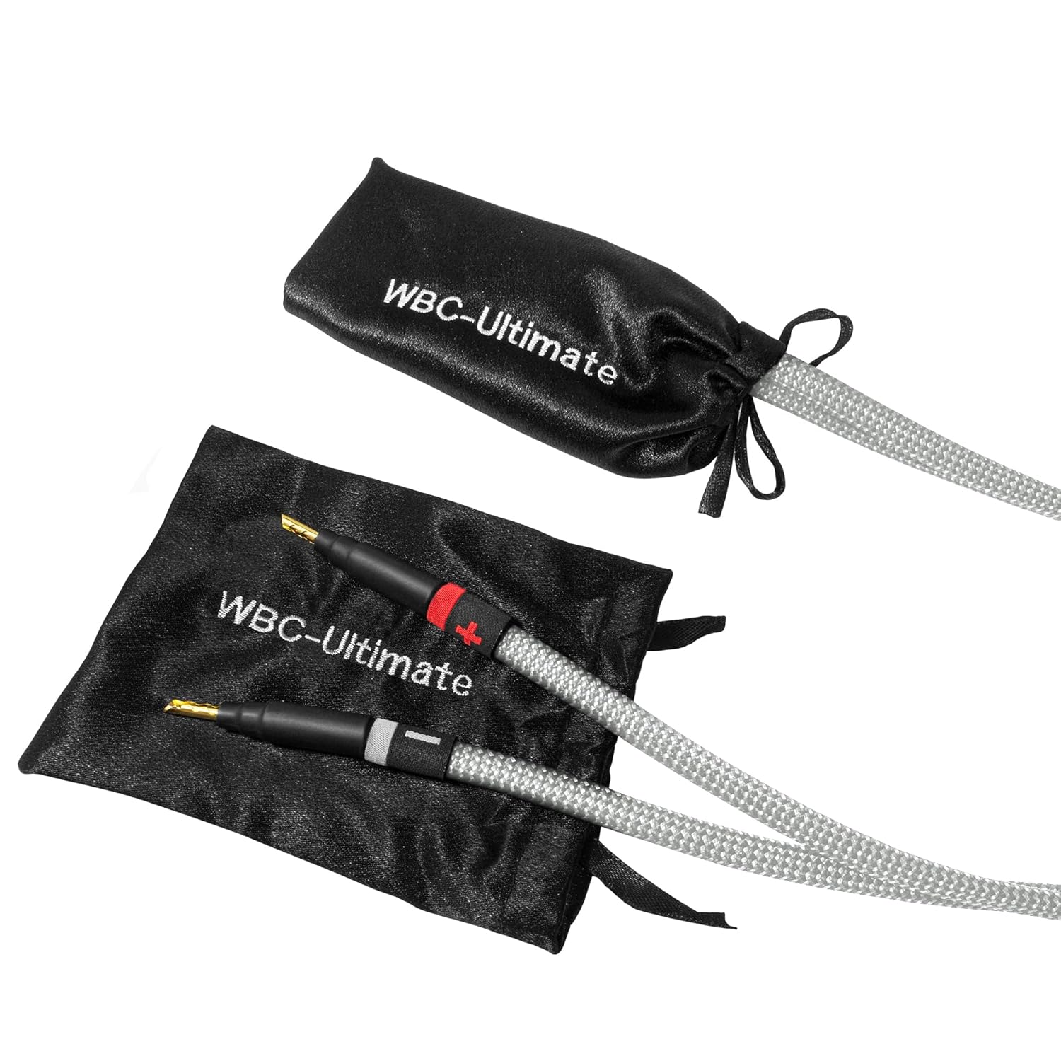 WORLDS BEST CABLES 8 Foot Ultimate - 9 AWG - Ultra-Pure OFC - Premium Audiophile HiFi Speaker Cable Pair with Eminence Gold Banana Plugs & Silver Tweed Jacket