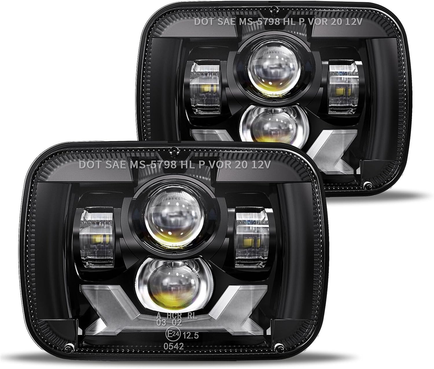 HWSTAR Pair 180W 1000% Bright H6054 5x7 7x6 Led Headlights Compatible with Jeep Cherokee XJ Wrangler YJ DOT Anti-glare DRL Turn Signal Hi/Low Sealed Beam Ford Chevy GMC Toyota Nissan Dodge etc Black