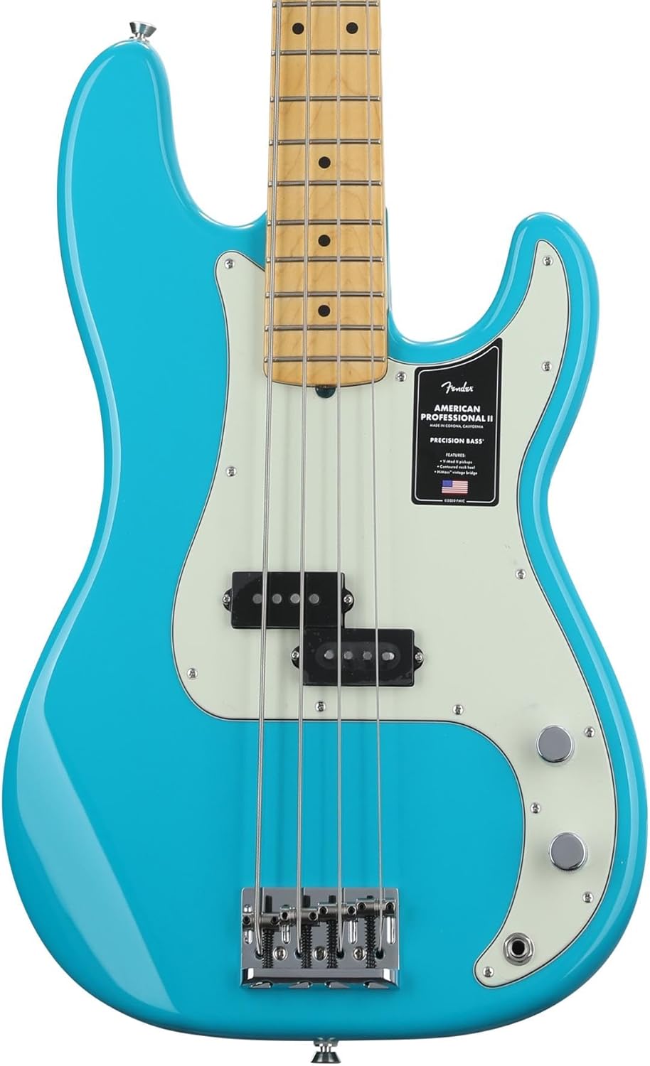 Fender American Professional II Precision Bass, Miami Blue, Maple Fingerboard