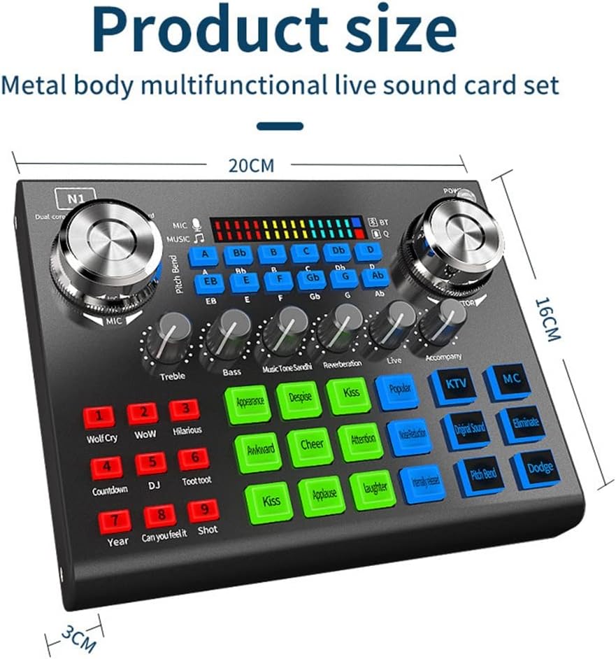 Microphone Sound Card Kit Condenser Microphone for Singing, Gaming, Streaming, Voice Recording, Video Recording, Karaoke with 3.5mm Jack Connectivity