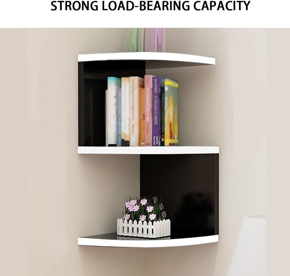 Corner Shelf Wall Mount, 3-Tier Floating Corner Bookshelf, Plant Shelf for Bedroom, Living Room, Bathroom, Home Office(White,22.2 X 10.2 X 10.2IN)