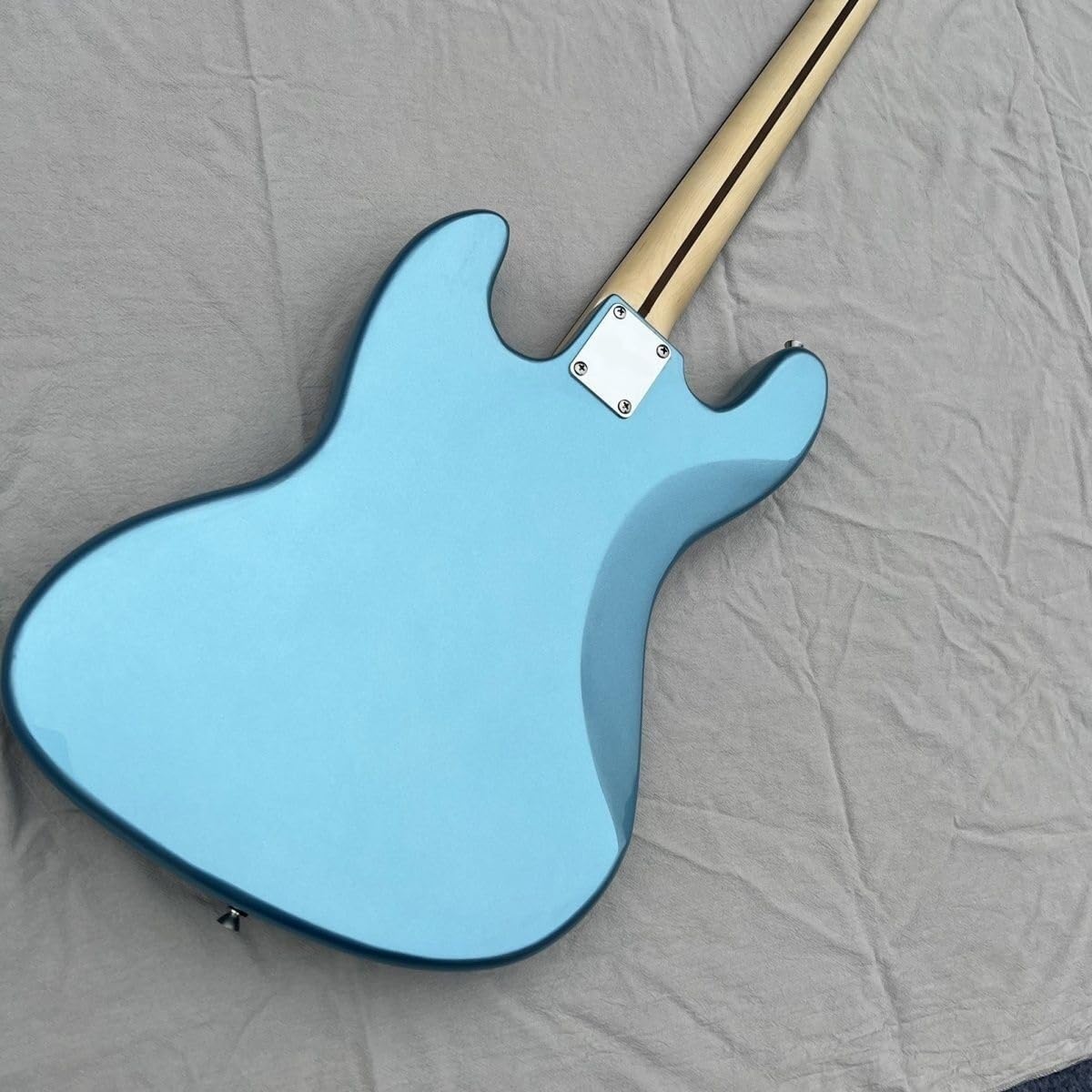 Electric Bass Guitar 4 String Full Size J-Style Dual Single Coil Pickups Metallic Ice Blue for Beginners