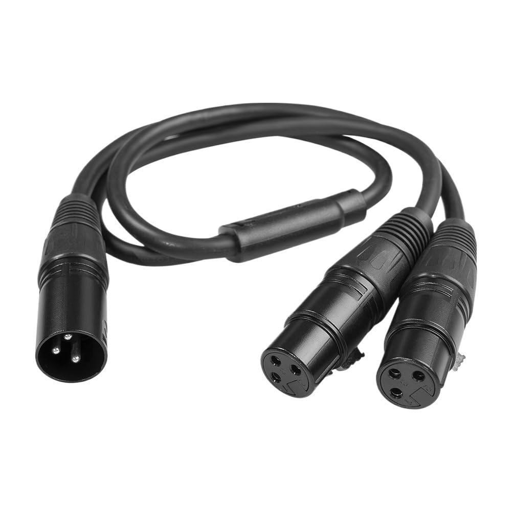 50cm 3Pin XLR Male to Dual XLR Female Y-Splitter Cable Microphone Cable 1 Male to 2 Female Y Splitter Mic Audio Cables