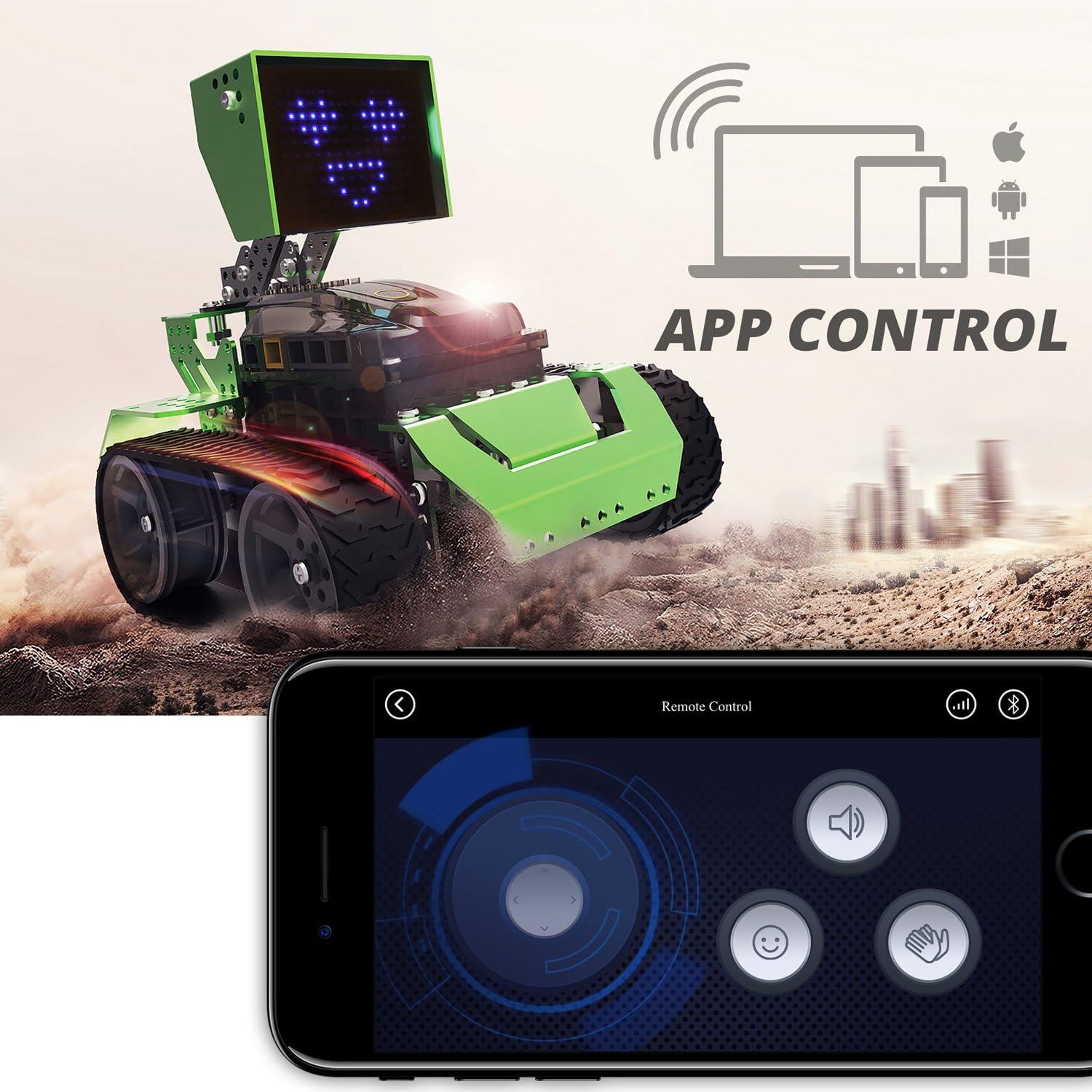 Robobloq Qoopers 6 in 1 Programming Robot Building Kit with Remote Control, LED Martrix, Ultrasonic Sensor etc. for Scratch Arduino Python Learning, Coding Toy for Kids