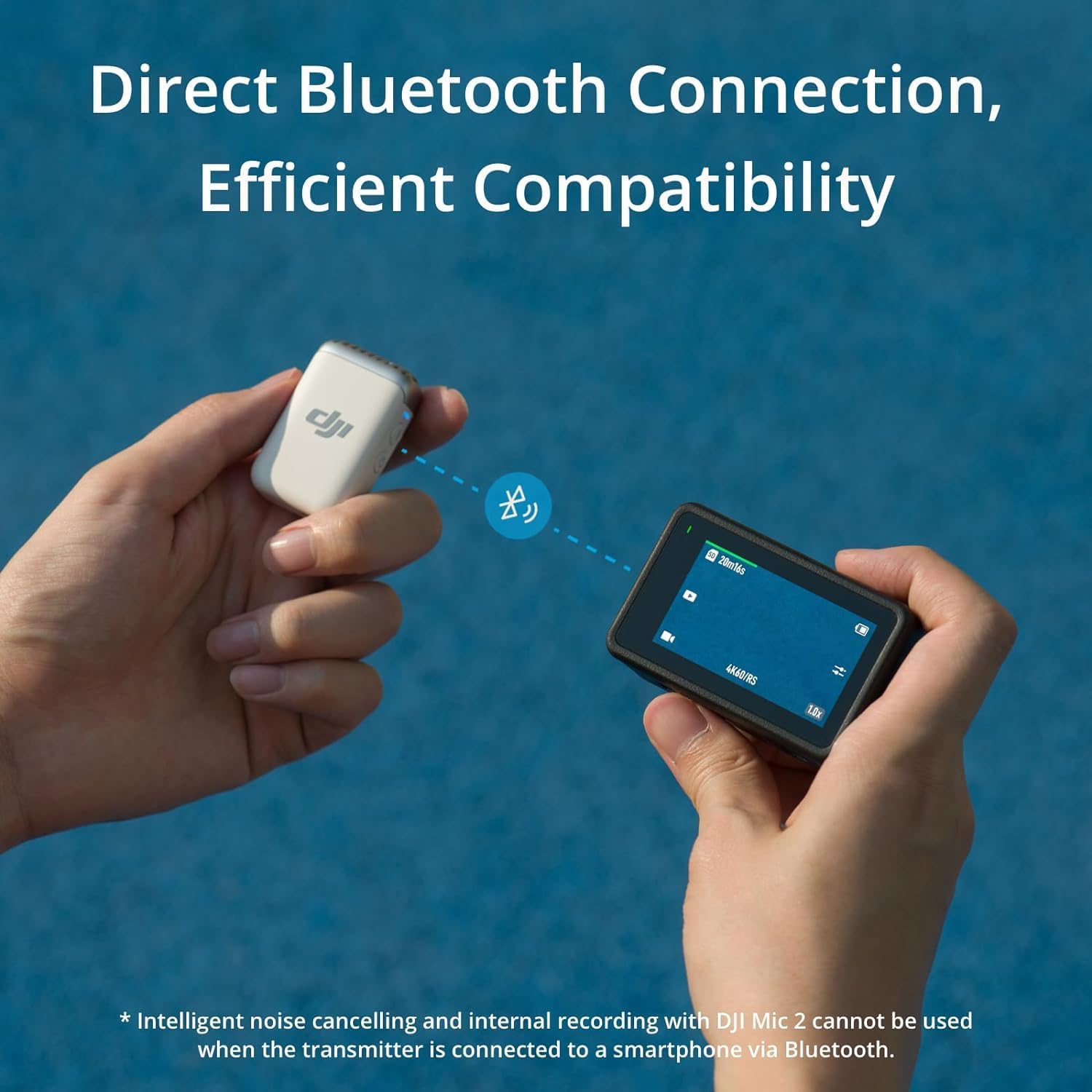 Mic 2 Transmitter (Pearl White), Wireless Microphone with Intelligent Noise Cancelling, 14-Hour Internal Recording, 6-Hour Battery, Magnetic Attachment, Bluetooth Microphone, YouTube, Vlogs