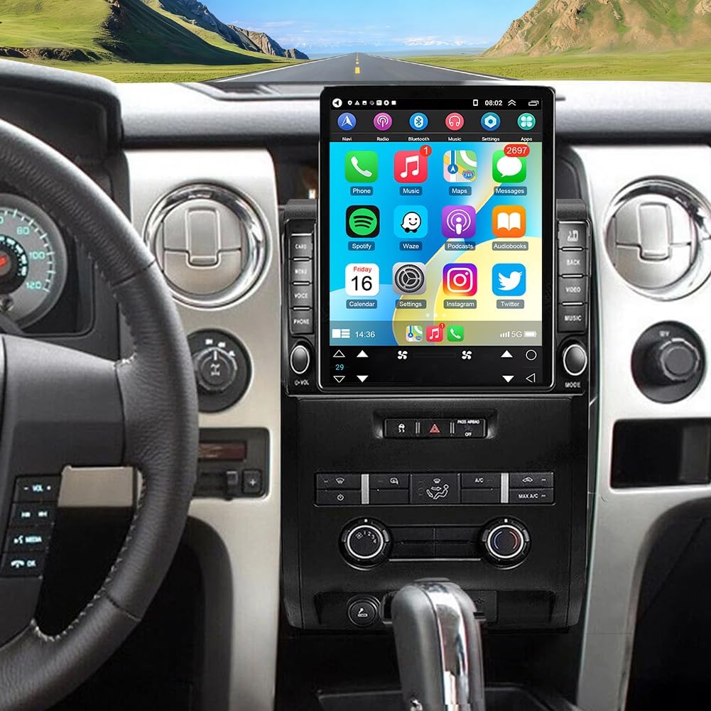 Car Stereo Compatible with Ford F150 2009-2014 Radio Upgrade 9.7 inch Touch Screen with Wireless Carplay Android Auto AHD Backup Camera Mirror Link GPS SWC WiFi FM-2+32G