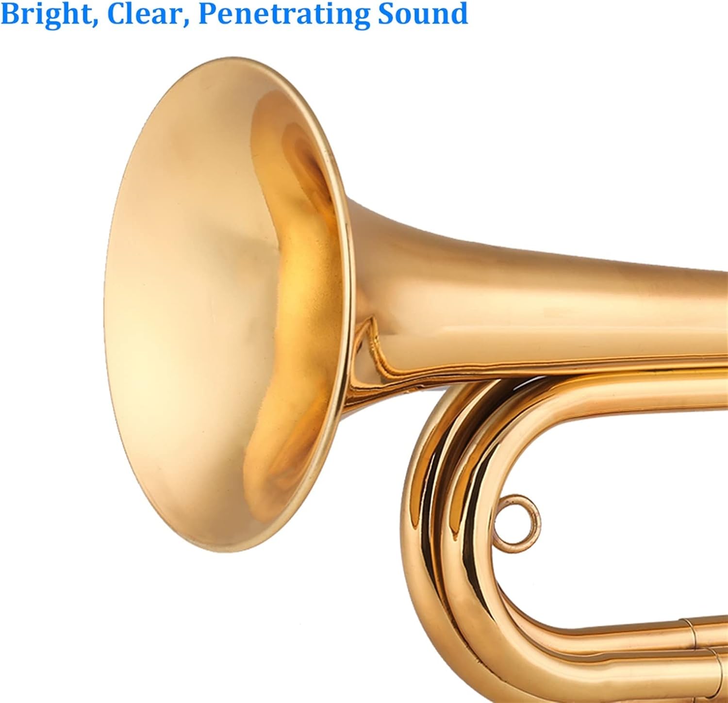 KESHUO Brass Bugle Call Gold-Plated Trumpet Cavalry Horn & Mouthpiece Bag Musical Instrument for School Band Military Orchestra Trumpets