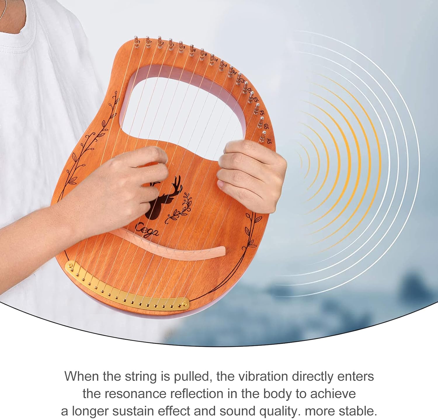 VICASKY 1set String Lyre Harp Portable Handheld Wooden Musical Instrument for Beginners Delicate Design for Relaxation and Enjoyment Music