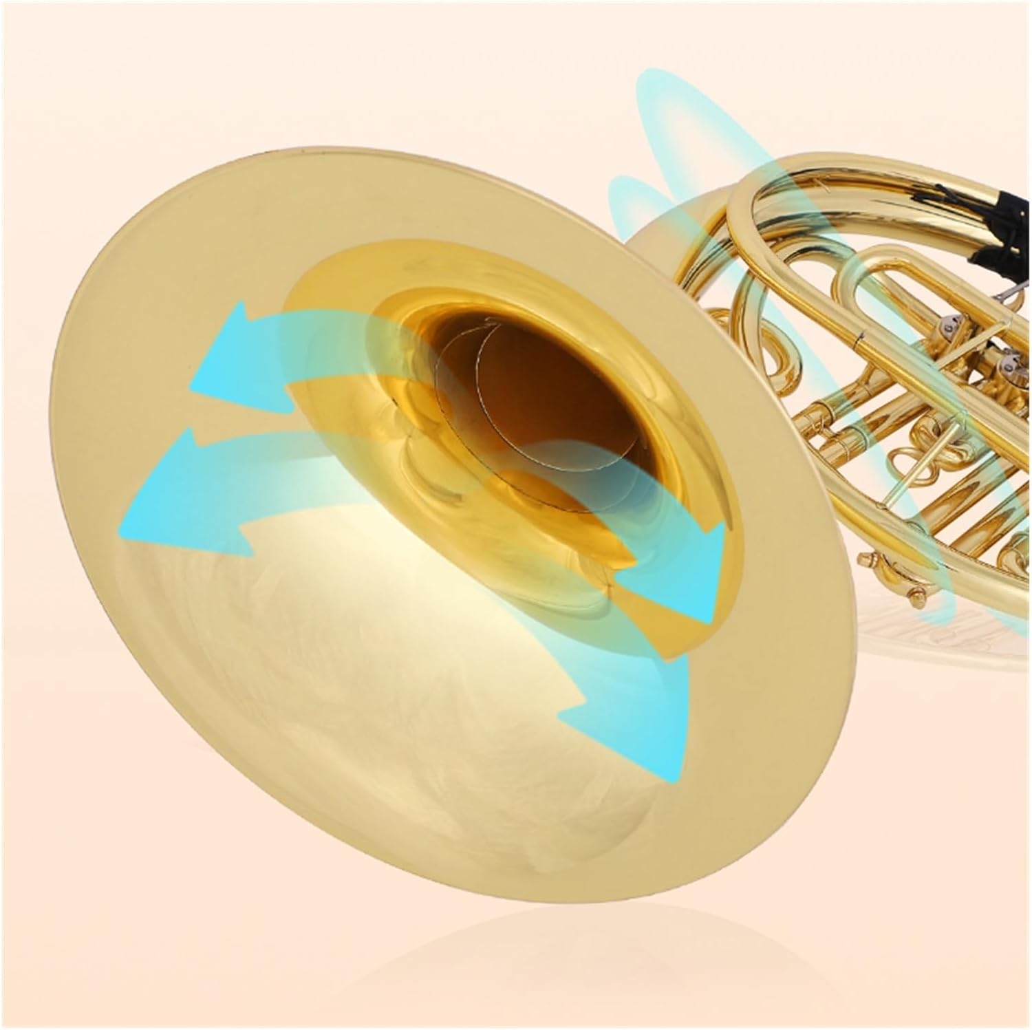 French Horn Instrument 4 Keys B Flat Brass Single Row
