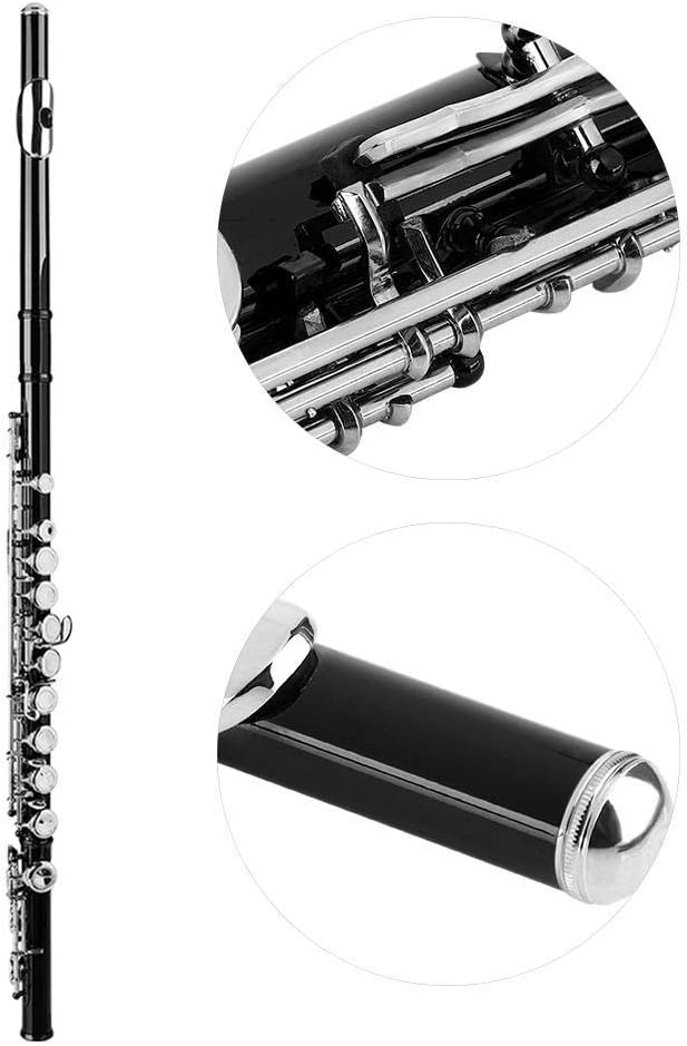 16 Holes Flute, accurate sound and pitch Wind instrument excellent airtightness 14.171.38inch for professional and beginner for kids and adult(black)