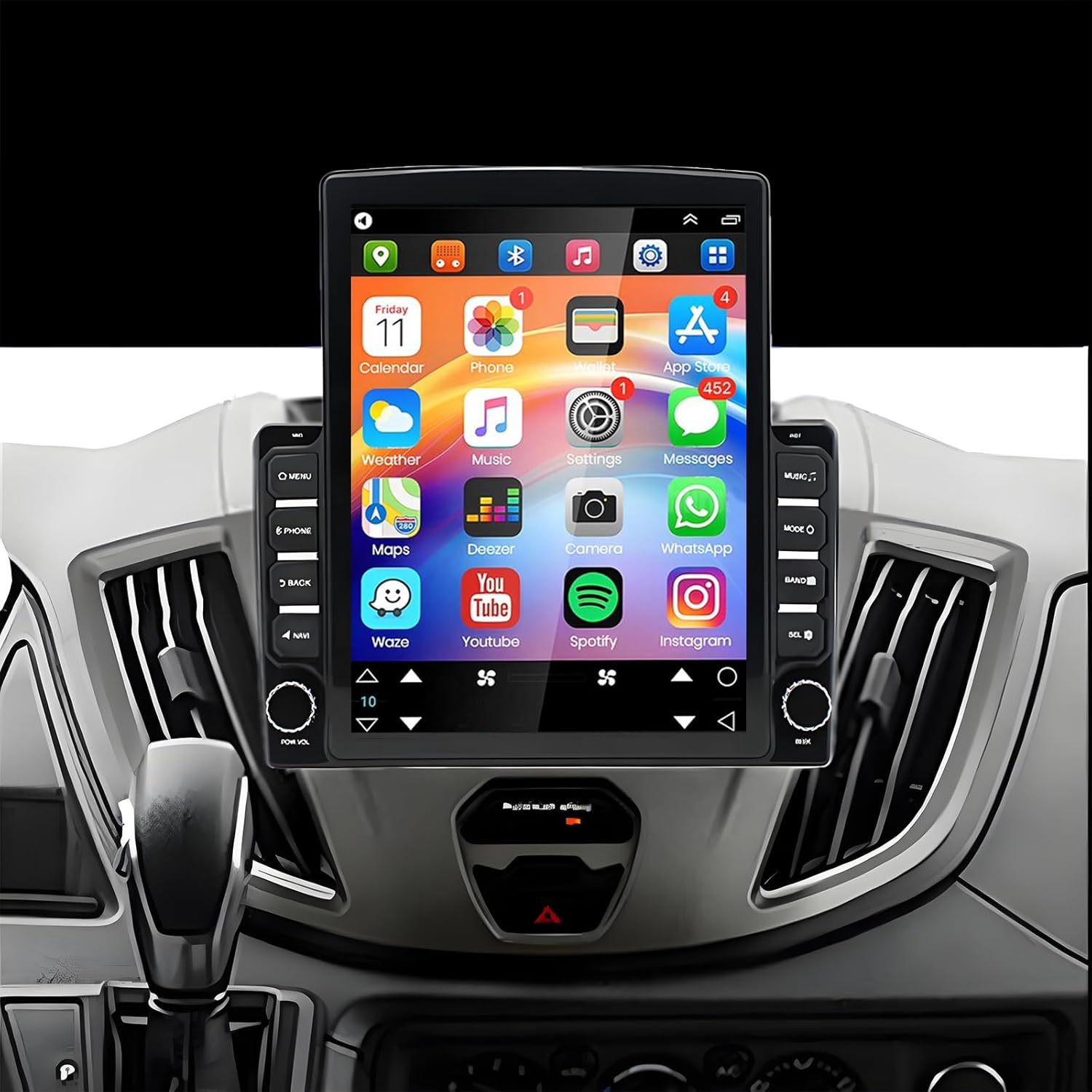 PHEZEN Car Stereo Radio Fit for Ford Transit 2013-2019, Fit for Transit Custom 2014-2019 w/Carplay Android Auto, 9.7