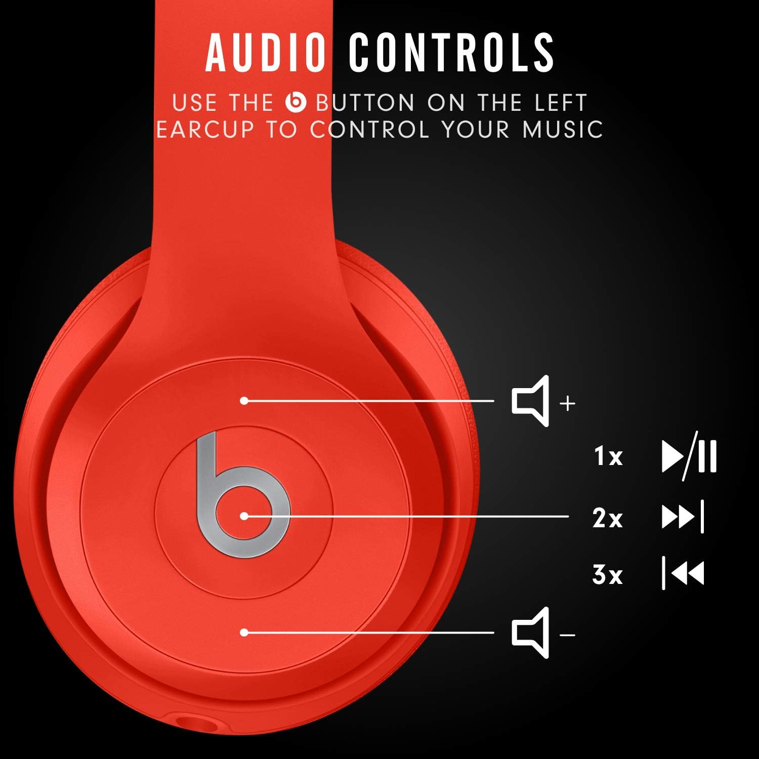 Beats Solo3 Wireless On-Ear Headphones - Apple W1 Headphone Chip, Class 1 Bluetooth, 40 Hours of Listening Time, Built-in Microphone - Red