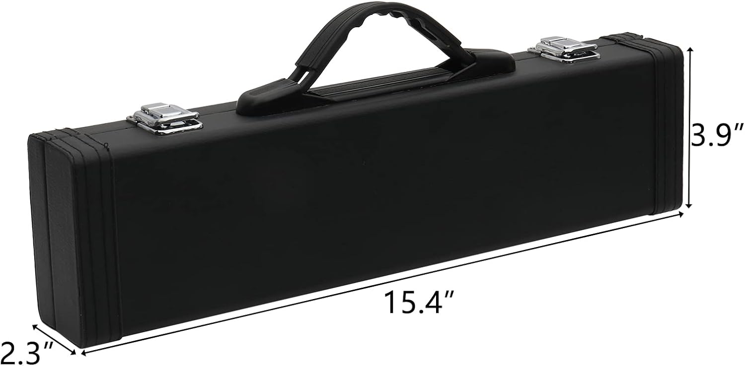 Ktaxon C Closed Hole Flute 16 Keys Flutes Kit for Students, Professionals & Beginner, Orchestra Musical Nickel Flute with Hard Case, Cleaning Rod, Cloth, Gloves (Silver)