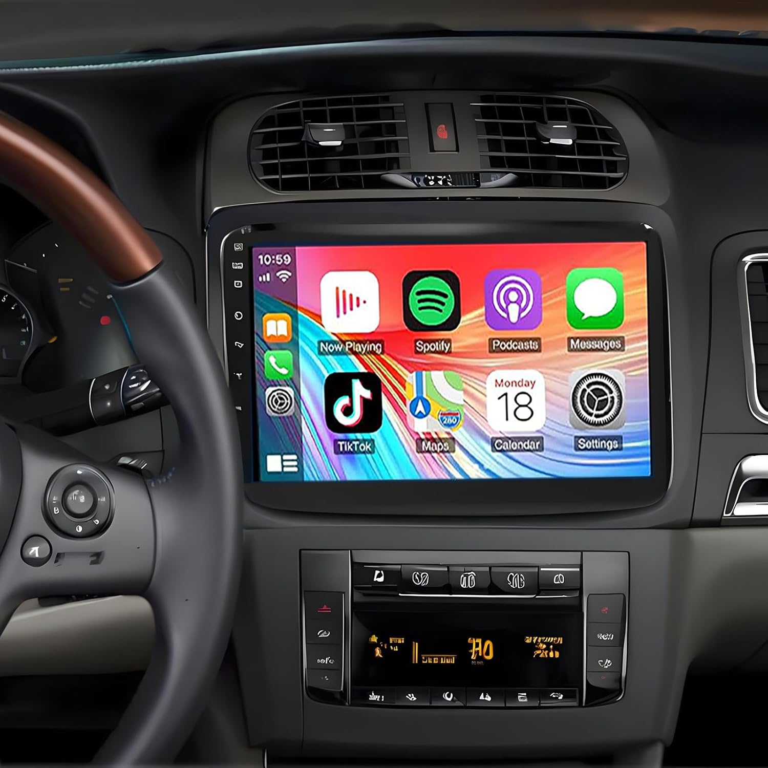 PHEZEN Double Din Car Stereo Radio for Cadillac CTS 2003 2004 2005 2006 2007,for Cadillac SRX 2004-2008,10 in Touchscreen with Wireless CarPlay Android Auto with GPS,Bluetooth,Rear Camera -[2+32G]