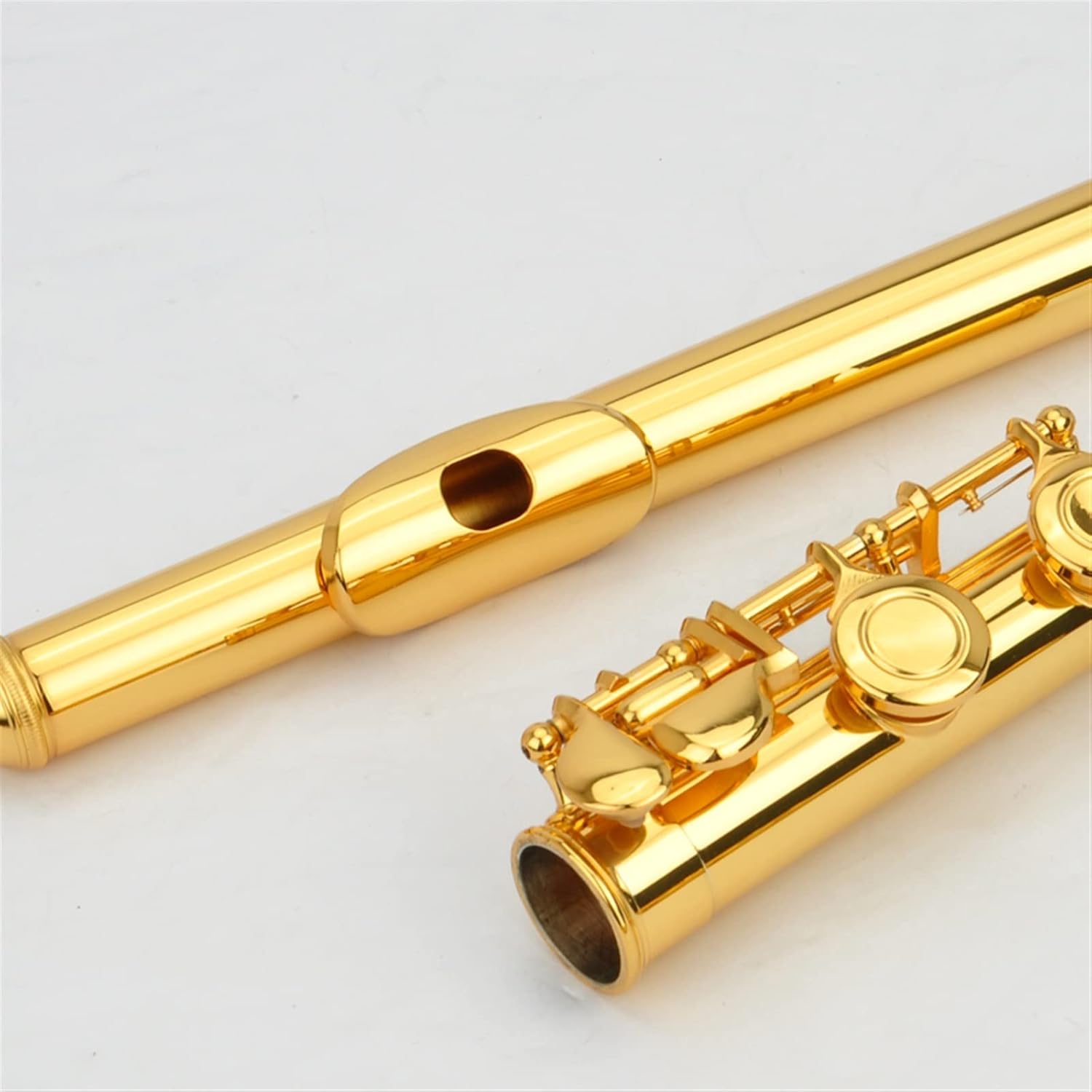 TSTS Flutes Musical Instrument Cupronickel Body 17-Key Hole Professional Flute Surface Gold-Plated Woodwind Instrument