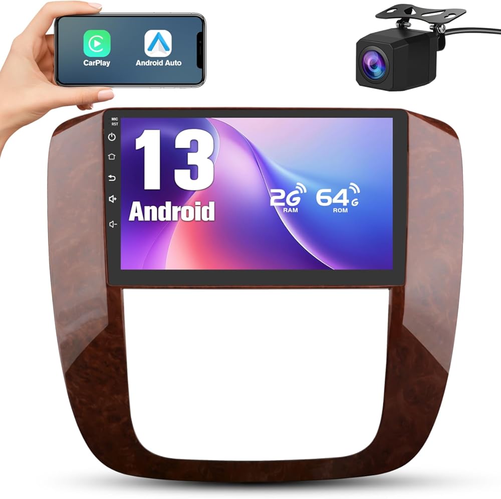 Car Radio Stereo for GMC Yukon Chevrolet Tahoe/Suburban 2007-2013 Android13 2G+64G Radio Upgrade Replacement 9 Inch Touchscreen HeadUnit with CarPlay AndroidAuto Bluetooth/GPS/FM/AM/BackCamera