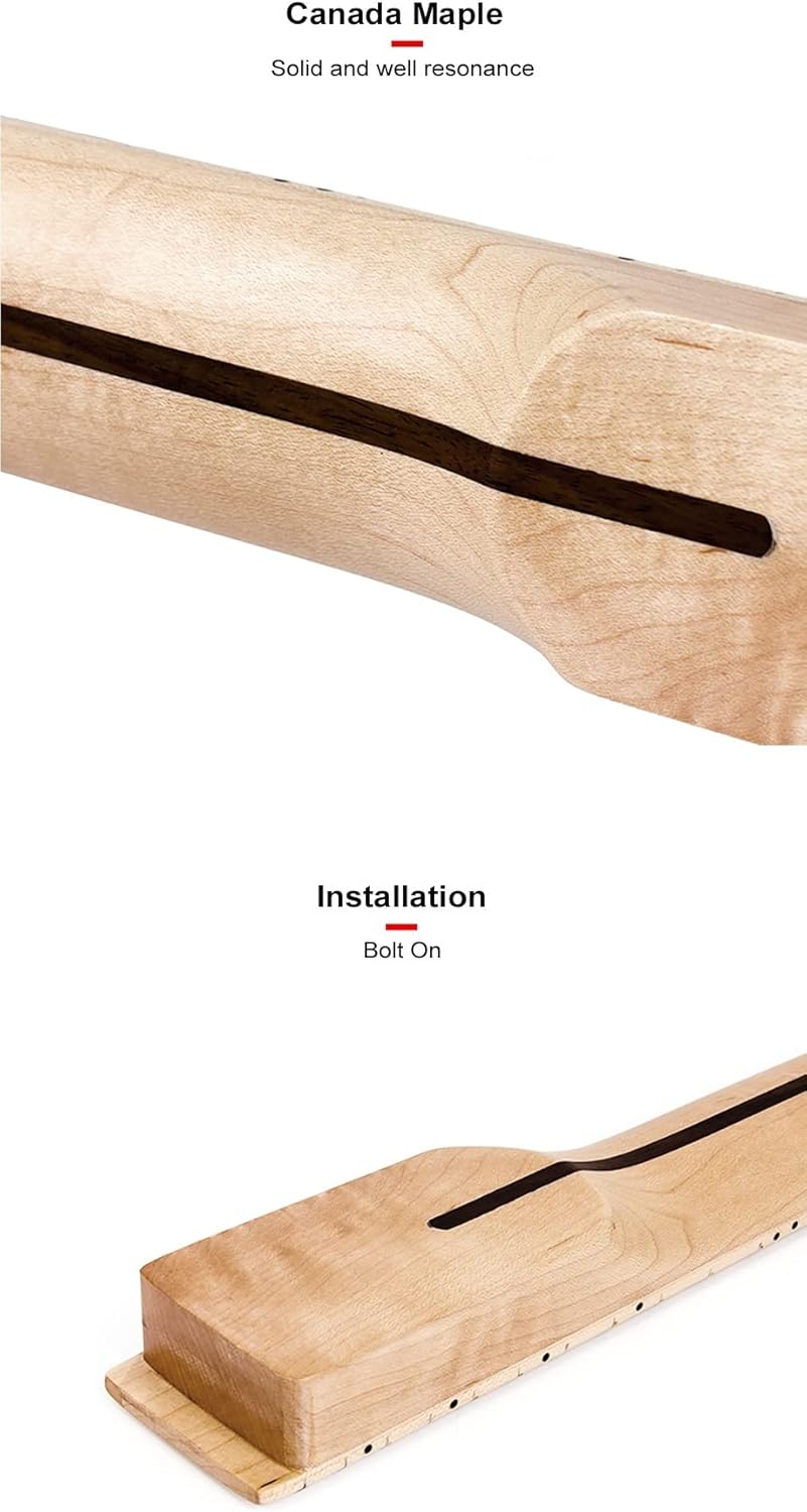 Banana Guitar Neck Maple Fingerboard 22 Frets Electric Guitar Neck Replacement Dot Inlay Matt Unfinished Guitar Neck (Color : 02)