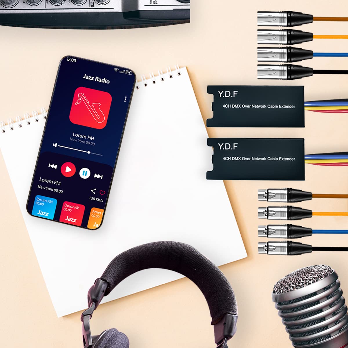 Y.D.F 4 Channel 3-Pin XLR Snake Multi Network Receiver to Single Ethercon Cable Snake Box Extender for Stage Lighting and Recording Studio- XLR/AES/DMX Channel Over Cat5E/Cat6/Cat7 Ethercon Cable