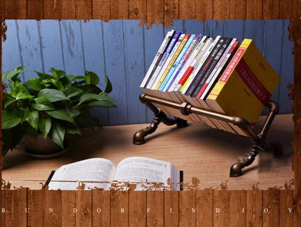 JHSLXD Vintage Bookshelf Loft Industry Water Pipe Shelf Creative Metal Wrought Iron Show Storage Rack L44W20H18CM,Retro Color