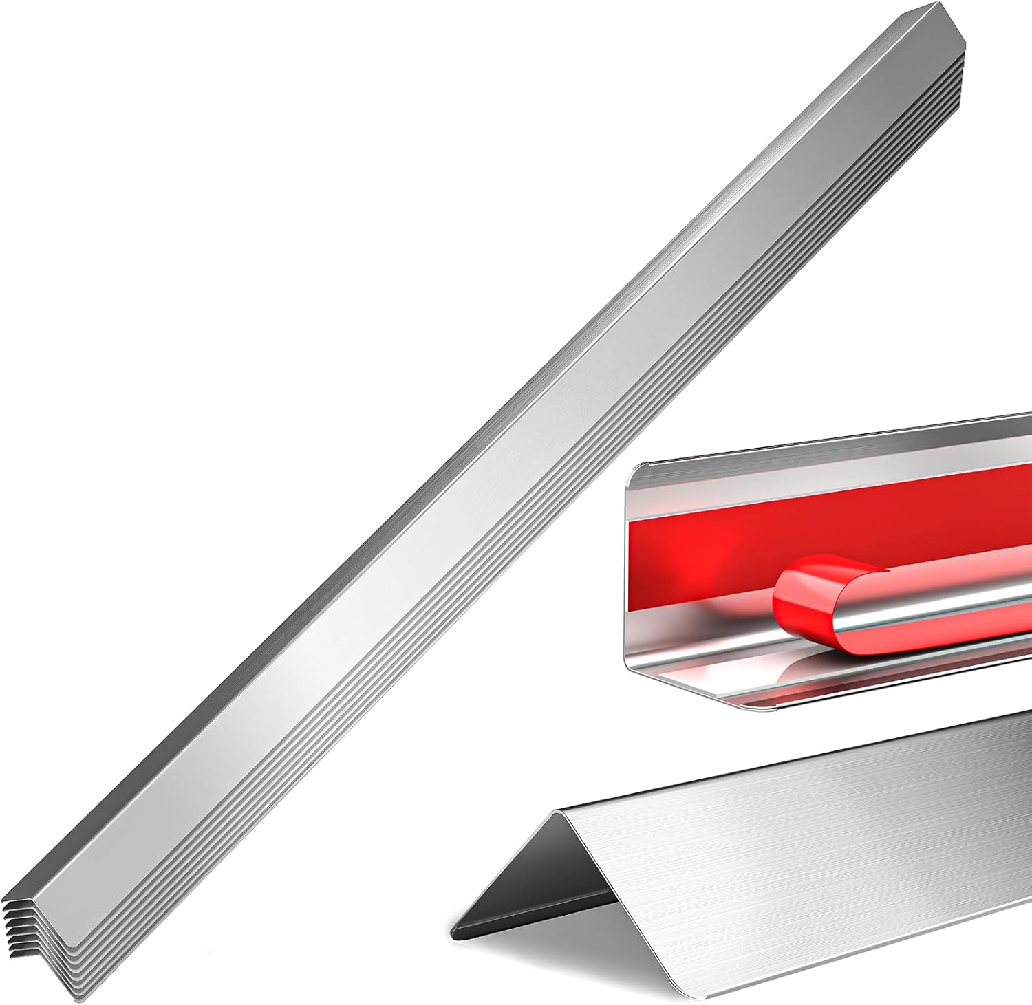 2x2x48 Inch 304 Stainless Steel Wall Corner Guards (10-Pack) Heavy Duty Rounded Corner Protector, Smooth Folded Edge Design for Wall Protection 90° Angle Metal Edge Guard