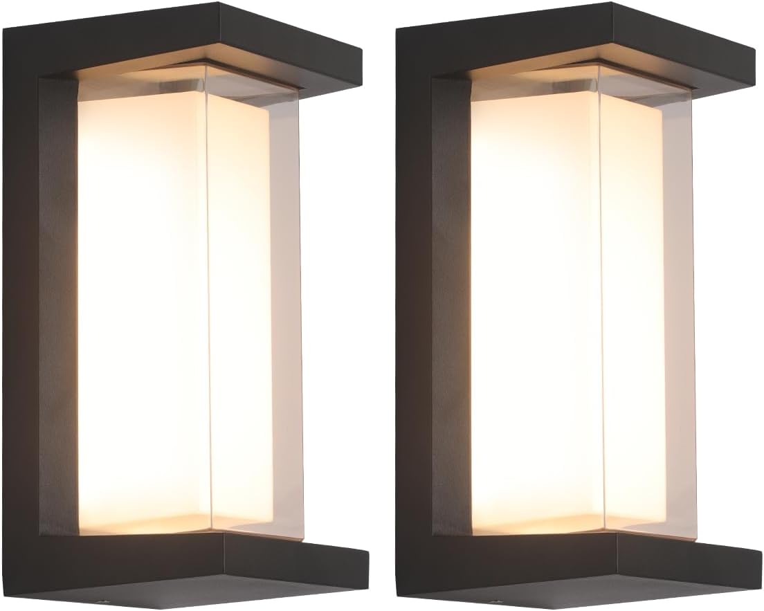 24W Porch Lights Outdoor 2160LM Modern Exterior Lights Fixtures 3CCT 3000K/4000K/6000K Black Outdoor Wall Lights LED Wall Mount Sconce for Garage Front Door Porch Hallway Doorway 2 Pack