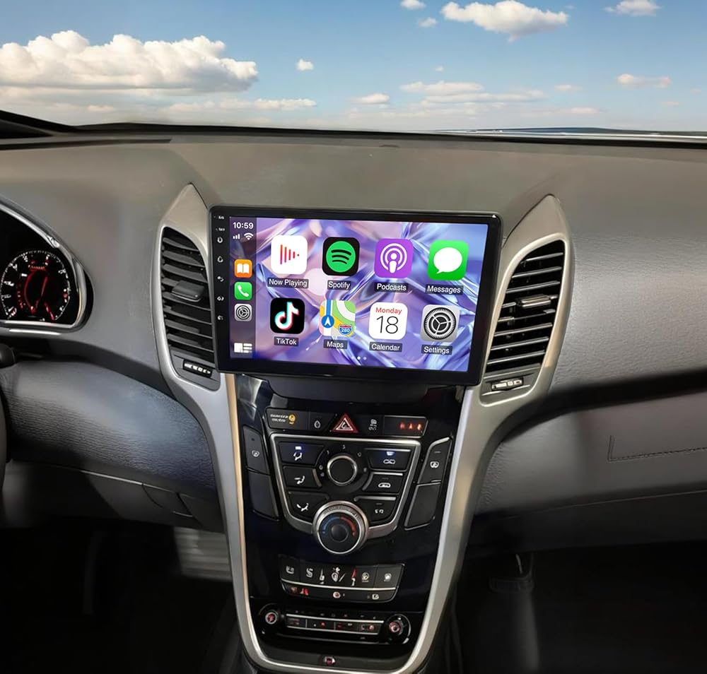 Car Radio Stereo for Hyundai I30 Elantra GT 2012 2013 2014 2015 2016 2017 with Wireless CarPlay Android Auto, 9 Inch Android 14 Touch Screen HiFi Audio GPS WiFi Bluetooth SWC HD Camera-4+64G