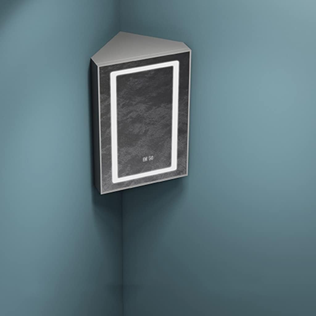 Corner Wall Mount Medicine Cabinet,LED Aluminum Bathroom Cabinet, Mirror with 3 Tier Storage Shelves, for Cosmetics, toiletries,Defogger (Size : 40 * 60cm)