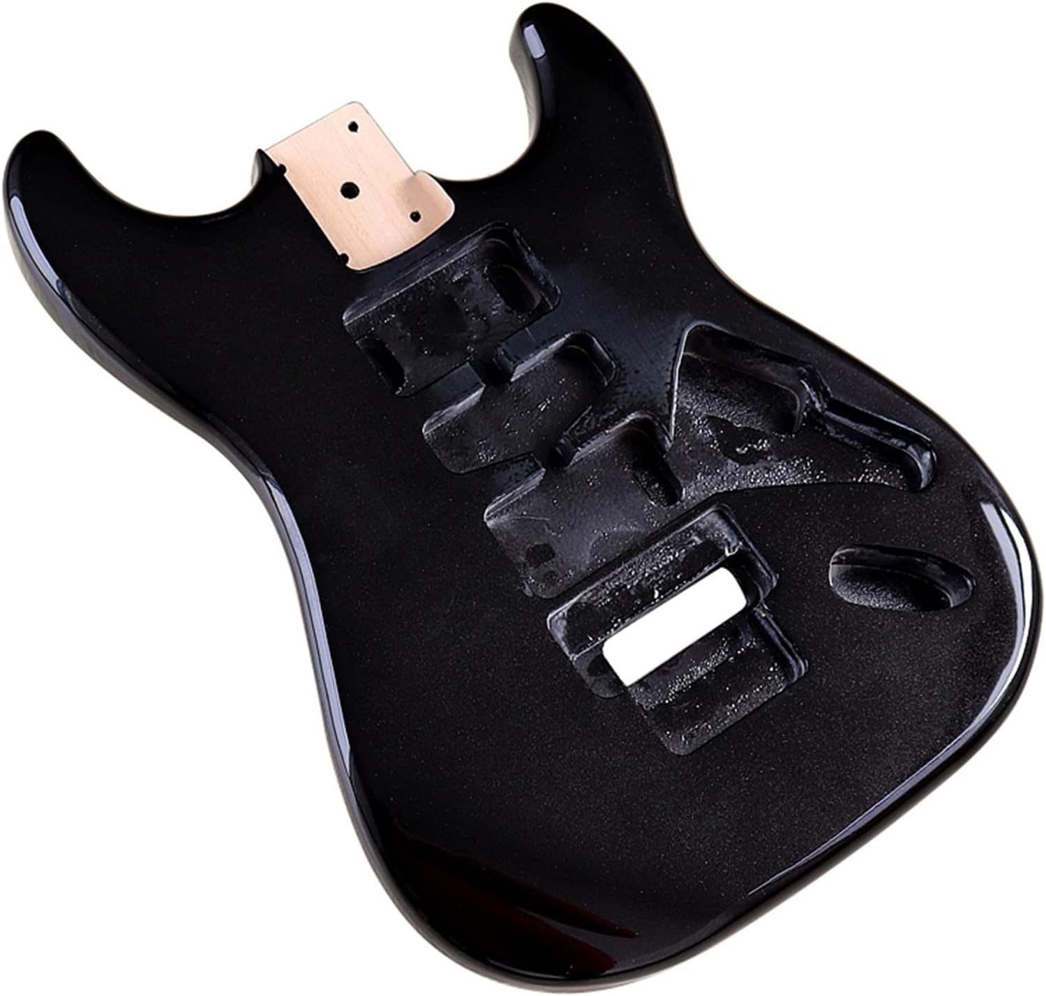 Metallic Black Guitar Body Poplar Wood Electric Guitar Body Glossy 5.7 Cm Pocket Width for 24 Frets Guitar Neck DIY Guitar Kit