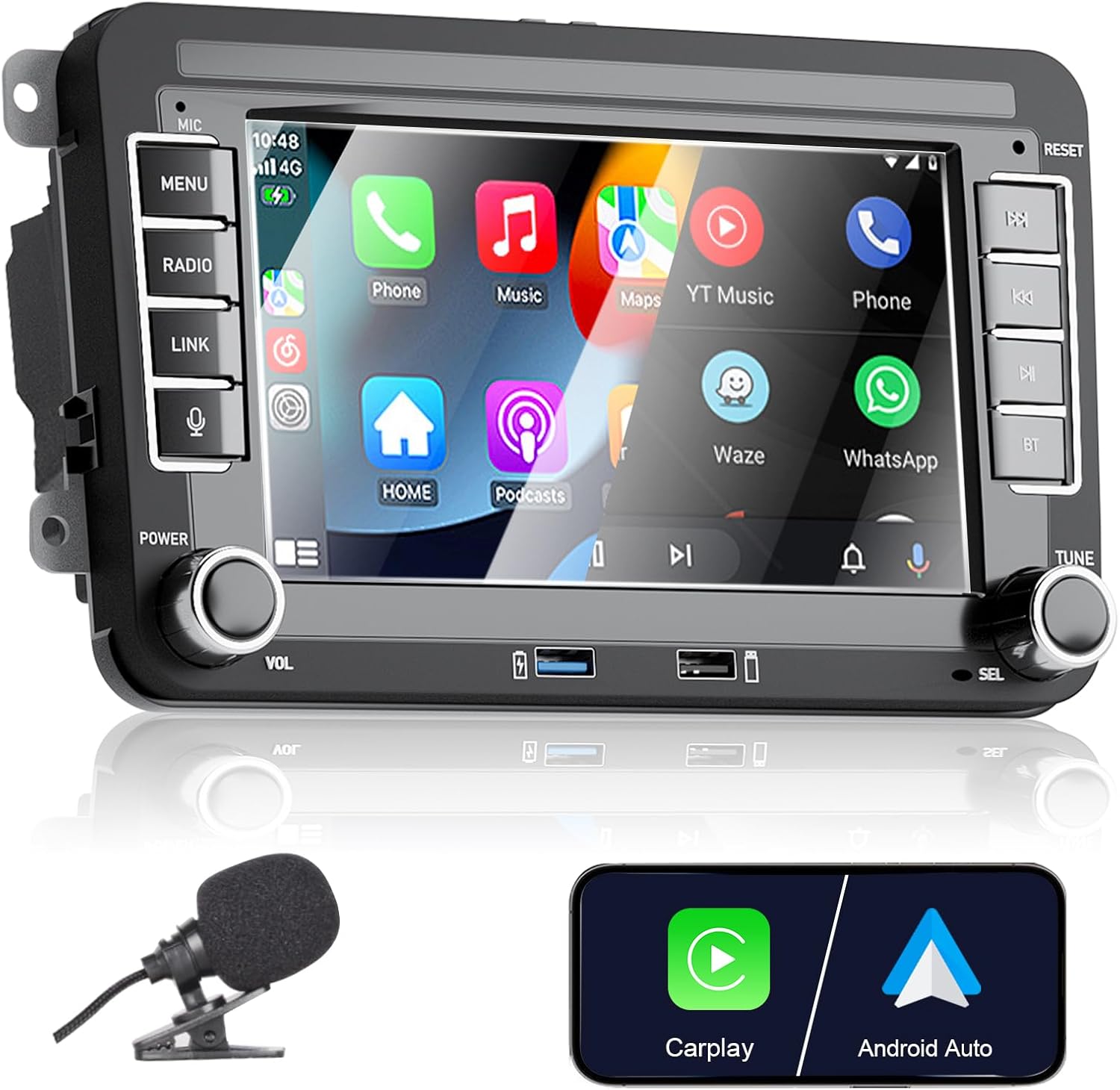 [Upgrade] Liulbobu Wireless Carplay Car Radio for VW Passat Golf 5 6 Polo MK5 T5 Skoda Jetta Caddy EOS Touran Android Auto, 7 inch Bluetooth Double din Car Stereo for/FM/AM/USB/RDS/High Power