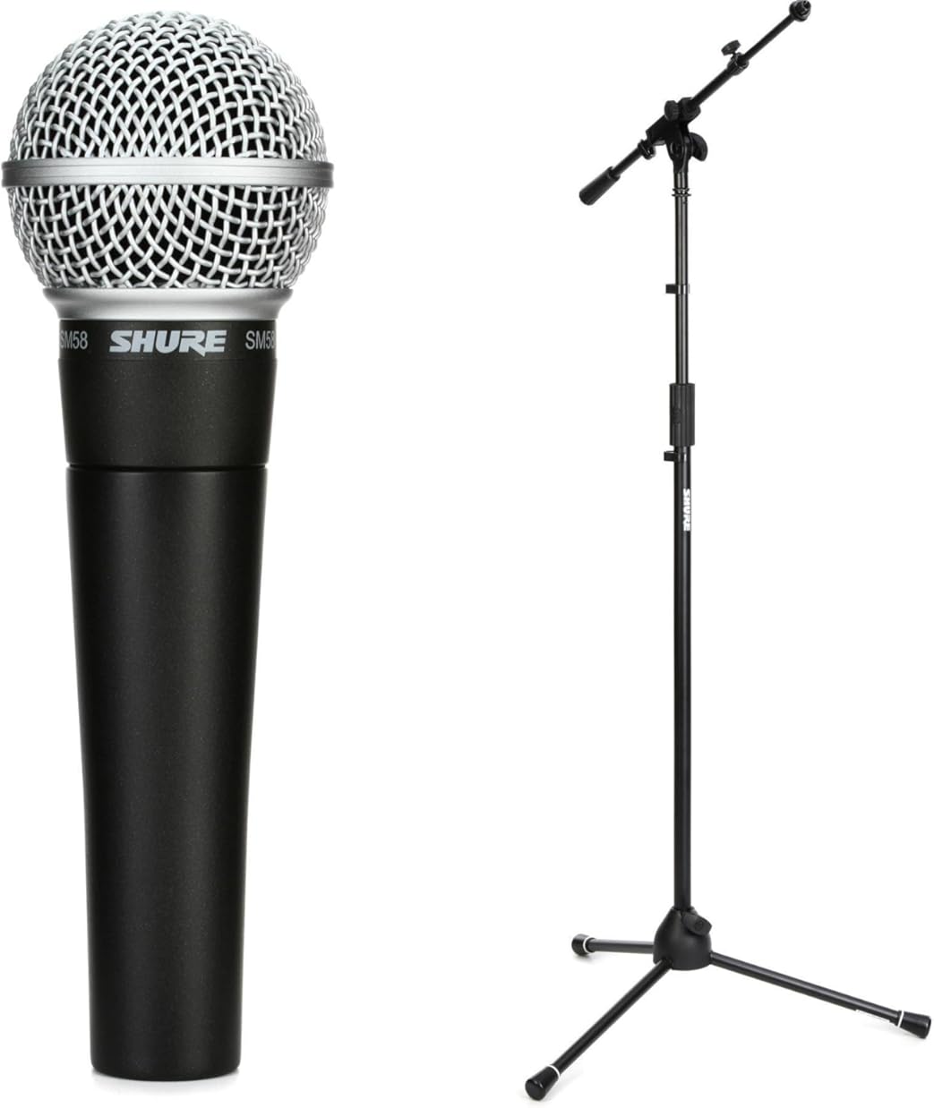 Shure SM58 Pro XLR Dynamic Microphone with Tripod Mic Stand - Professional Studio & Live Performance Cardioid Mic for Vocals, Podcasting, and Recording
