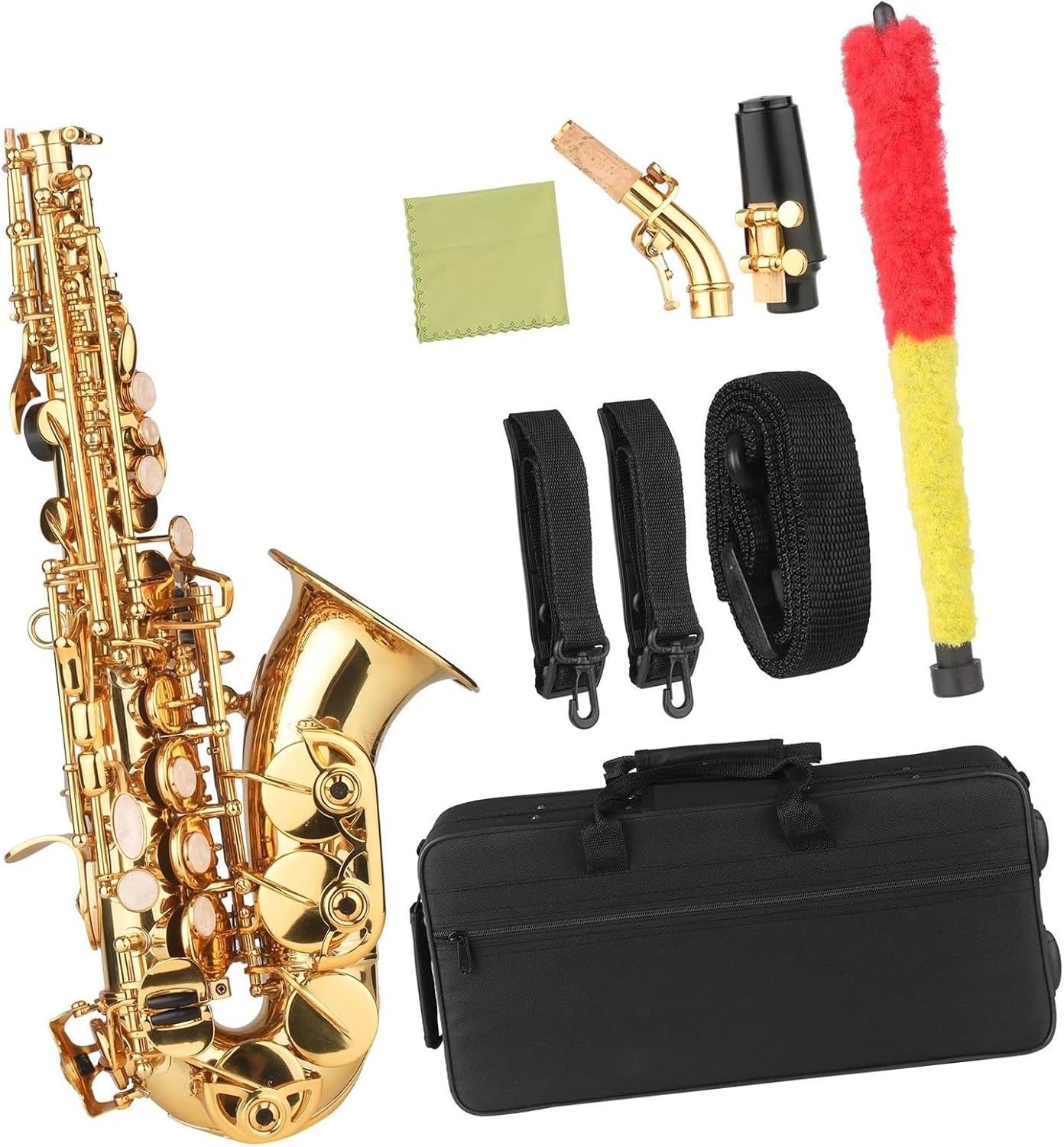 Woodwind Instruments Bb Treble Saxophone Gold Lacquer Brass Sax With Instrument Case Mouthpiece Neck Strap Brush