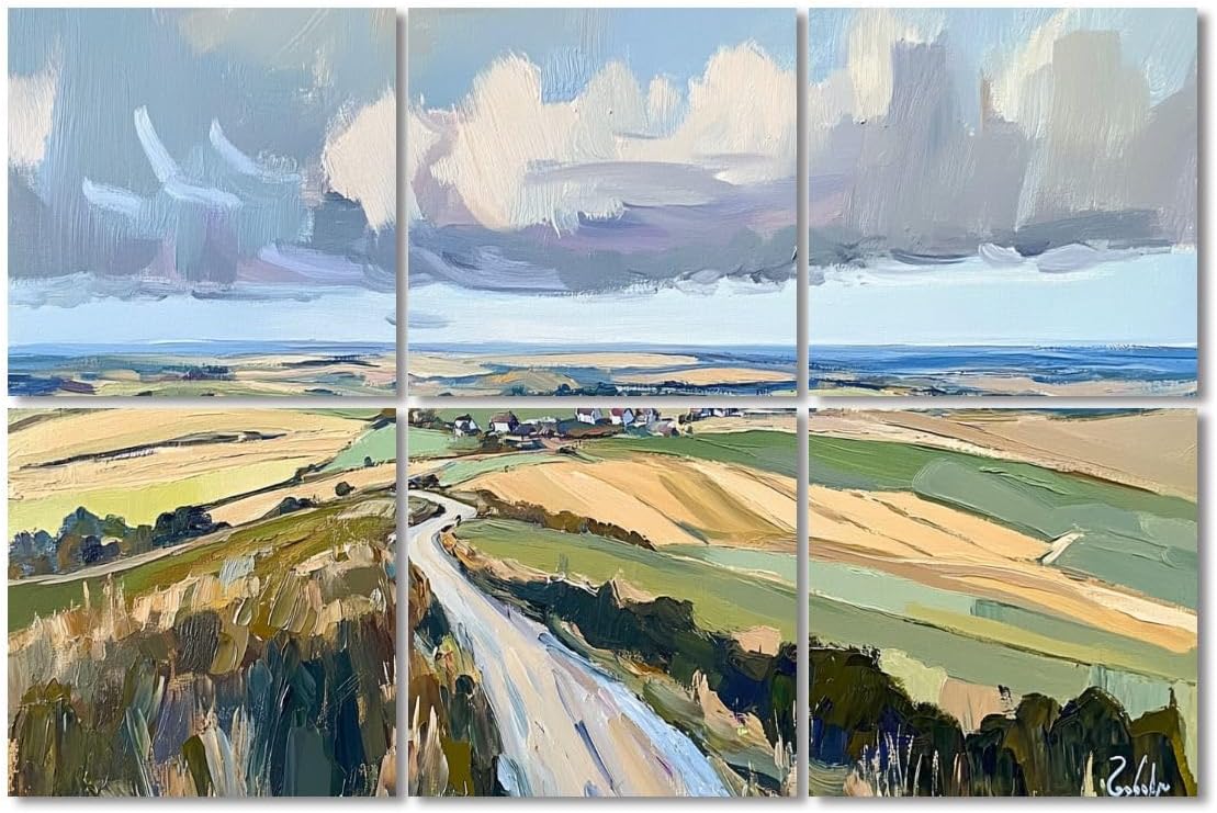 6 Pack Art Acoustic Panels Sound Absorbing Vintage Rural Landscape Nature Scenery Abstract Wilderness Rustic Home Decorative Soundproof Wall Panels Self Adhesive for Recording Studios Office 72