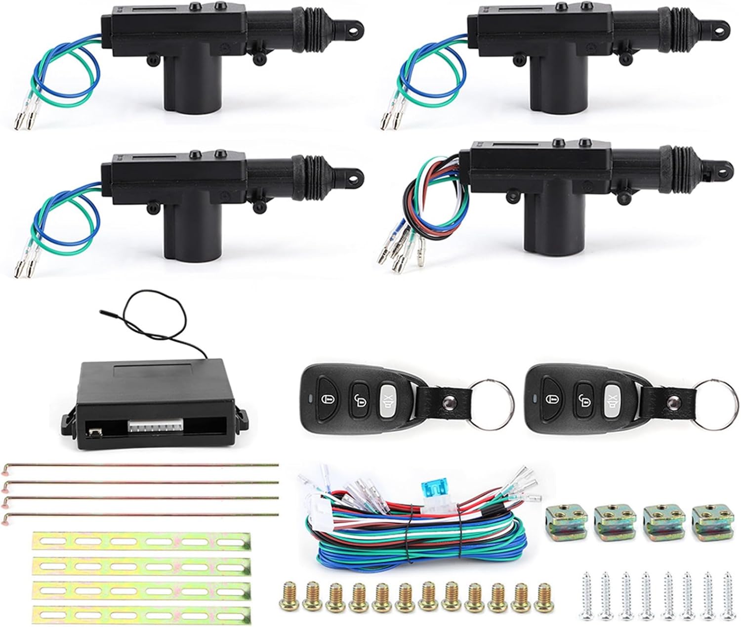 4 Door Car Central Locking Kit, Keyless Entry System with Remote Control, 43392MHz. Vehicle Security System for Auto Door Lock Upgrade, ABS Metal Construction,