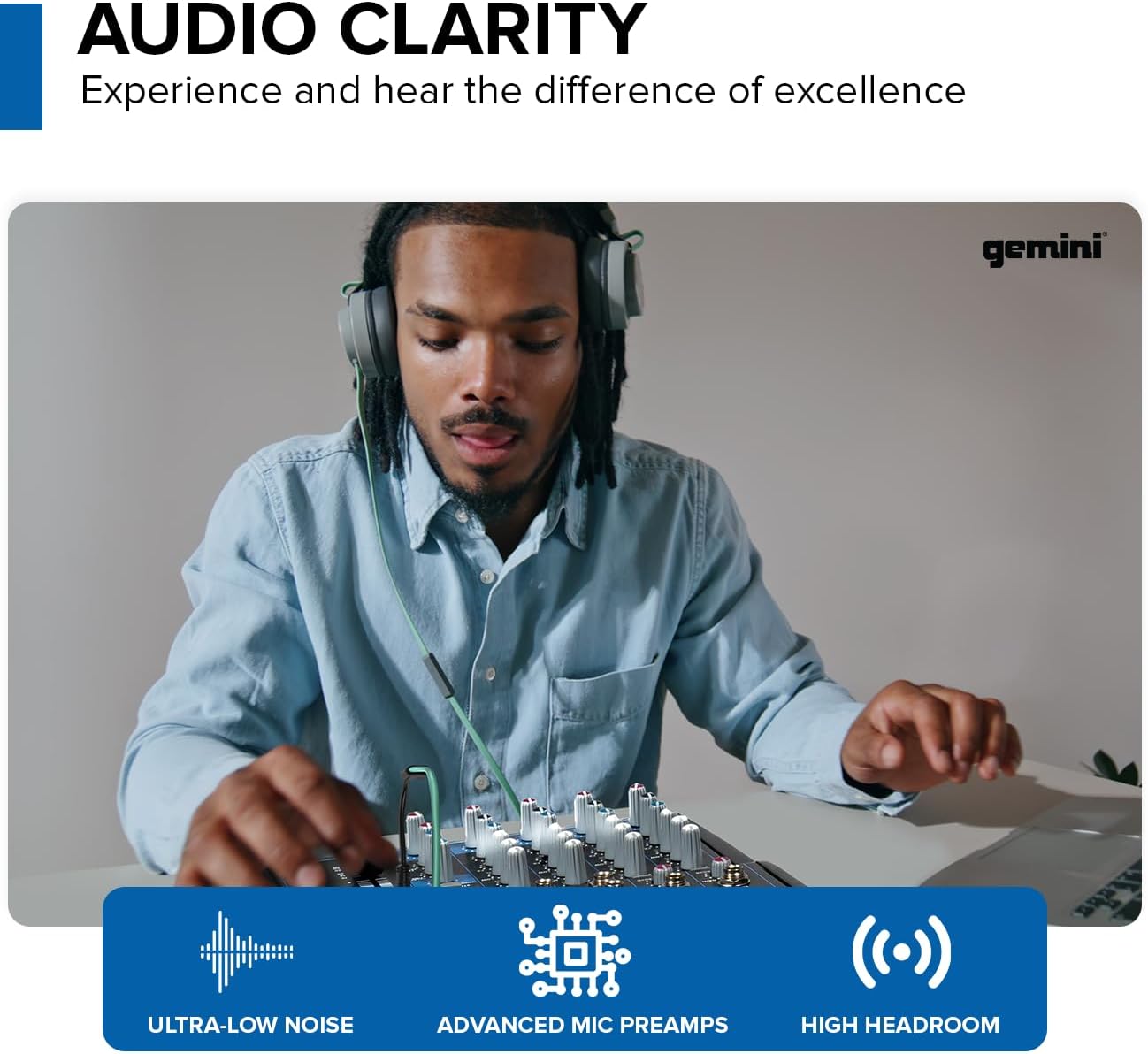 Gemini 8-Channel Audio Mixer – USB Playback, FX, EQ, Phantom Power – Compact DJ Mix Console for Music, Podcast, Live Sound & Studio Recording (GEM-08USB)