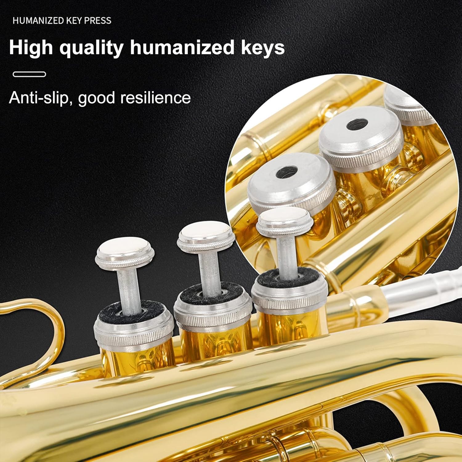 EB Pocket Trumpet Full Kit, Professional Pocket Trumpet Woodwind Instrument, Gold Lacquer Mini Trumpet Musical Instrument in E Flat for Beginner/Students/Performance, Gorgeous Sound