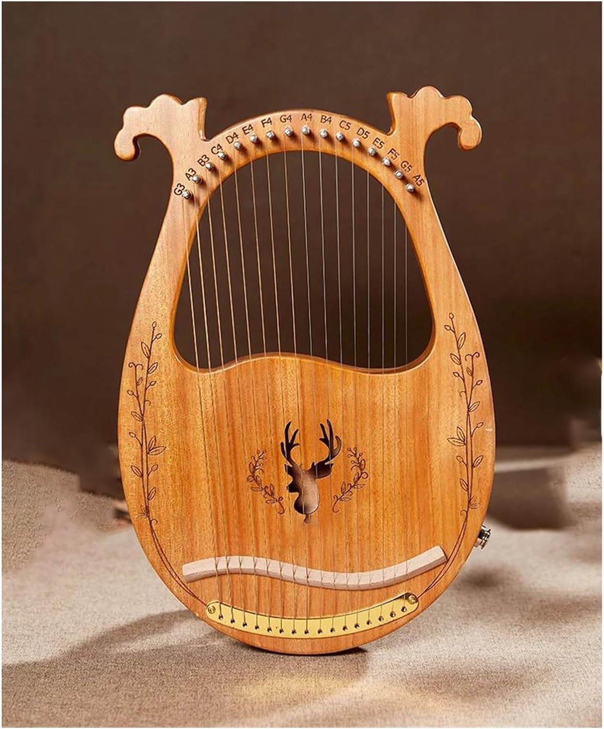 Lyre Harp Set 16 Strings Wooden Mahogany Harp Musical Instrument With Tuning Tool
