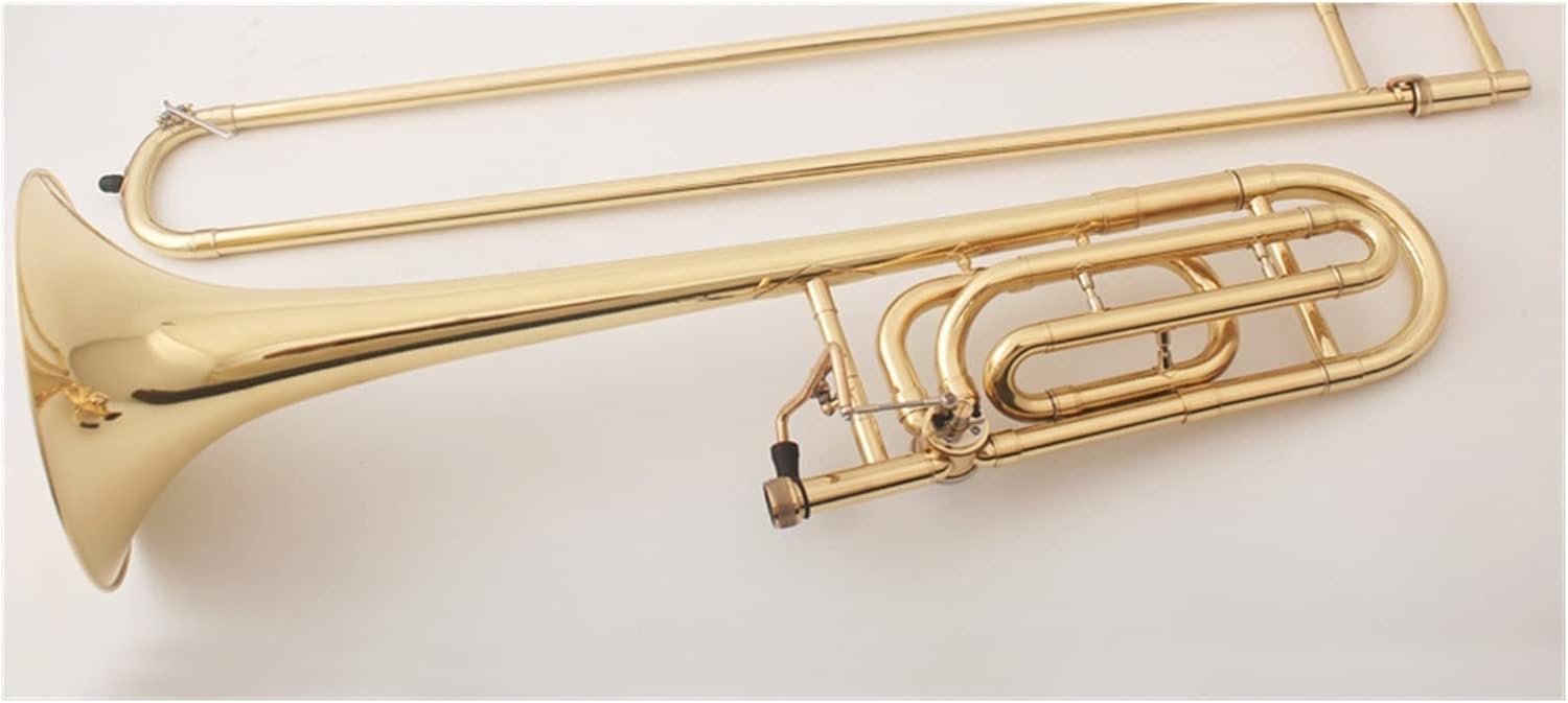 FLFL Student Trombone Professional Tenor Trombone B Flat Turn F Transposition Trombone Lacquer Gold with Accessories