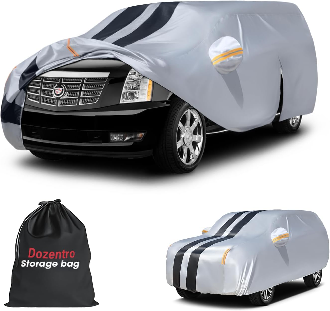 Large SUV Car Cover for Cadillac Escalade ESV (2020-2025) 100% Waterproof All Weather, Heavy Duty Outdoor Full Exterior Covers Rain Sun Wind UV Protection.