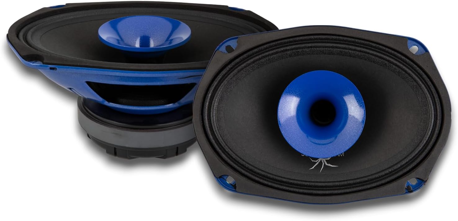Soundstream SPM.694C – 6x9 Inch 2-Way Midrange Pro Audio Speakers with Compression Tweeter | 550W Max, 4 Ohm, 94dB | Steel Basket, Black Paper Cone – High Sensitivity Car Pro Audio Speaker - Pair