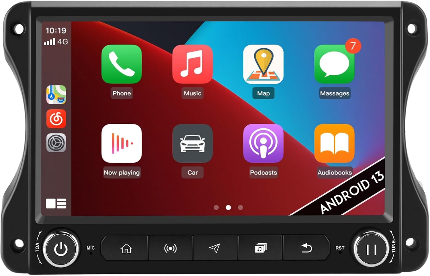 Car Radio Qualcomm for Jeep Wrangler JL & Gladiator JT 2018-2022 [4GB+64GB], 10 inch Touch Screen Android 13 Stereo with Wireless Carplay Android Auto/GPS/AM/FM/5G WiFi/DSP/USB