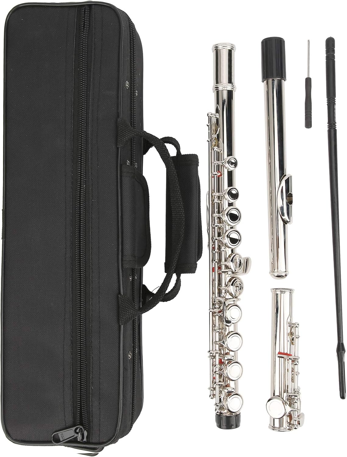 16 Hole C Flute, Closed Hole C Flute With Case, Brass Flute Key Resonance Musical Instrument for Training