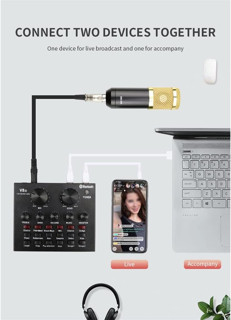 BM 800 Condenser Microphone Mixer Kit Microphone Sound Card Audio Interface Microphone Suitable for Computer Phones