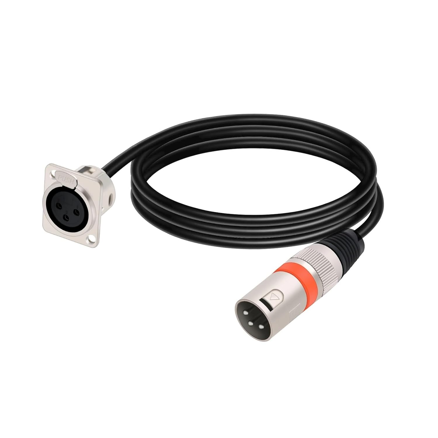 0.5M-15M 3 Pins XLR Cable D-Type XLR Female Panel to XLR Male Connector Pass Through OFC Copper Shi-ded Cable for Microphone(Orange,15m)