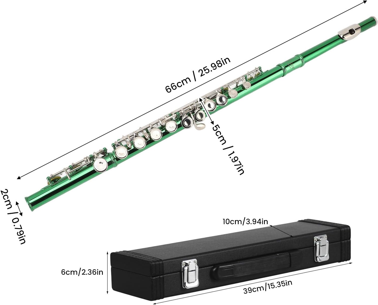 C Flute 16 Key Set for Beginners and Students White Copper Flute with Portable Bag and Cleaning Tools for Learning