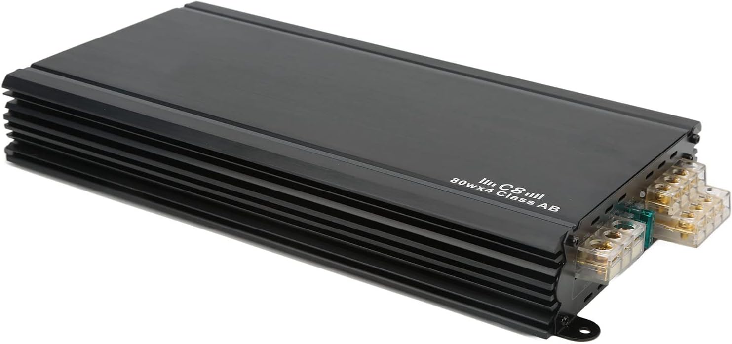 Car Amplifier, 4 Channel Car Audio Amp Class AB 80W 4 Ohm 12V, Stereo Power Amplifier Module for Vehicle Sound System, Subwoofer Amp for Car Van SUV Truck Boat Audio