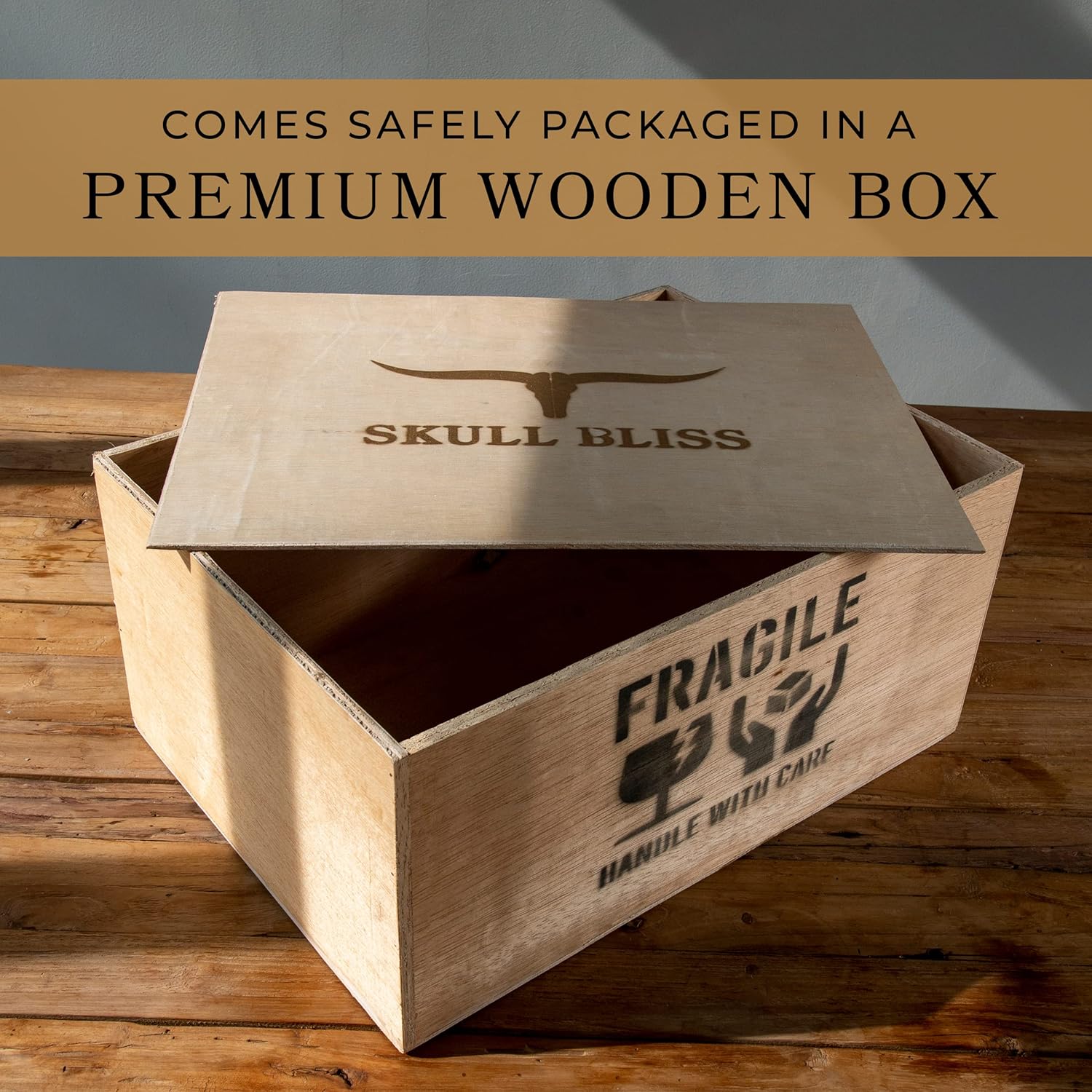 Skull Bliss - Authentic Real Bull Longhorn/Black Leather Horn Mount - Steer Horns/Unique Wall Hangings and Longhorn Wall Decor (Standard Horns)