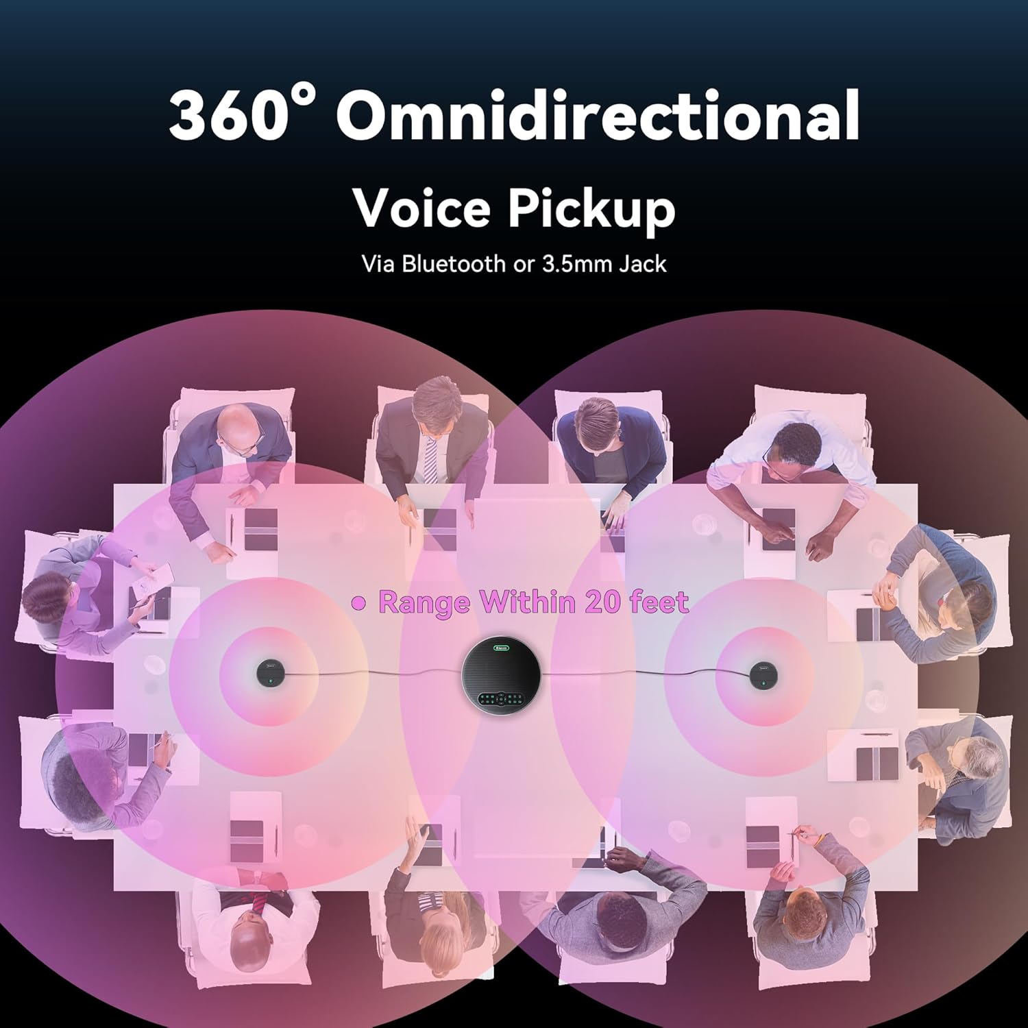 All-in-One PTZ 4K 12X Optical Zoom Video Conference Room Camera System with Bluetooth Speakerphone 2 Expansion Mics HDMI 78° Wide View Angle Lens Works with Zoom Webex for Large Meeting Room