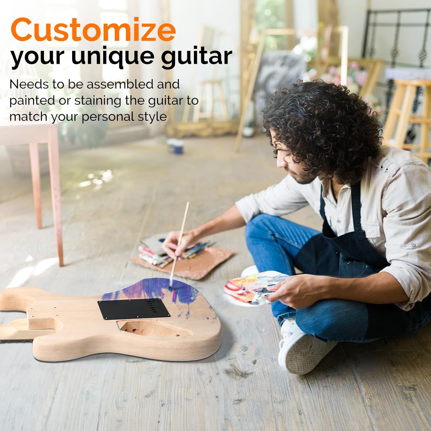 Glarry DIY Electric Guitar Kit, 6 Strings, Mahogany Wood Body, Maple Neck, Beginner, All Components Included, Build Your Own Guitar (GST)
