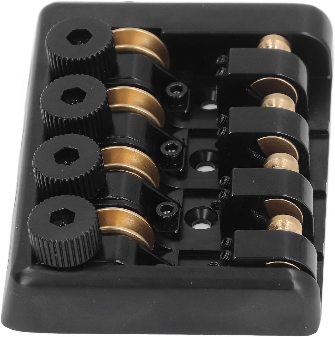 Bass Bridge Zinc Alloy 4 String Headless Electric Bass Bridge Replacement with String Lock (Black)