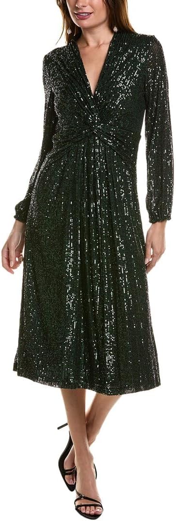 Anne Klein womens Front Twist Midi With Blouson Slv